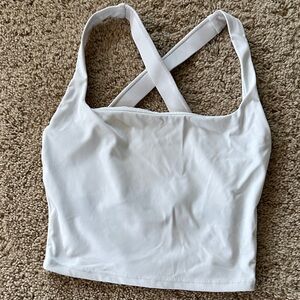 White Cross-Back Crop Top/Sports Bra Size: XS